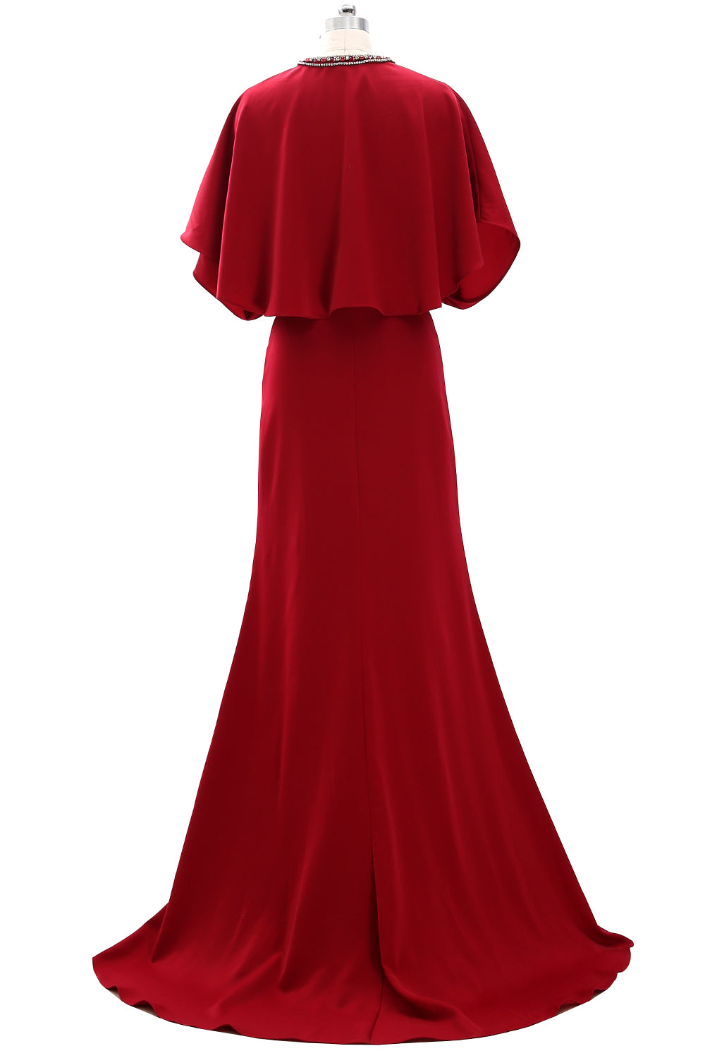 MACloth Vestido de noche con mangas abullonadas y cuentas de crepé para mujer Vestidos para madre de la novia