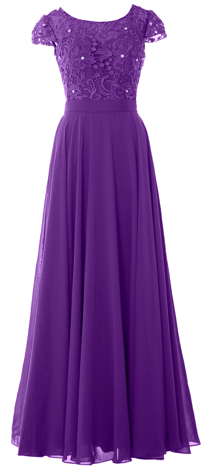 MACloth Damen Kleider für die Brautmutter mit Flügelärmeln, für Hochzeit, Brautjungfer, Probe