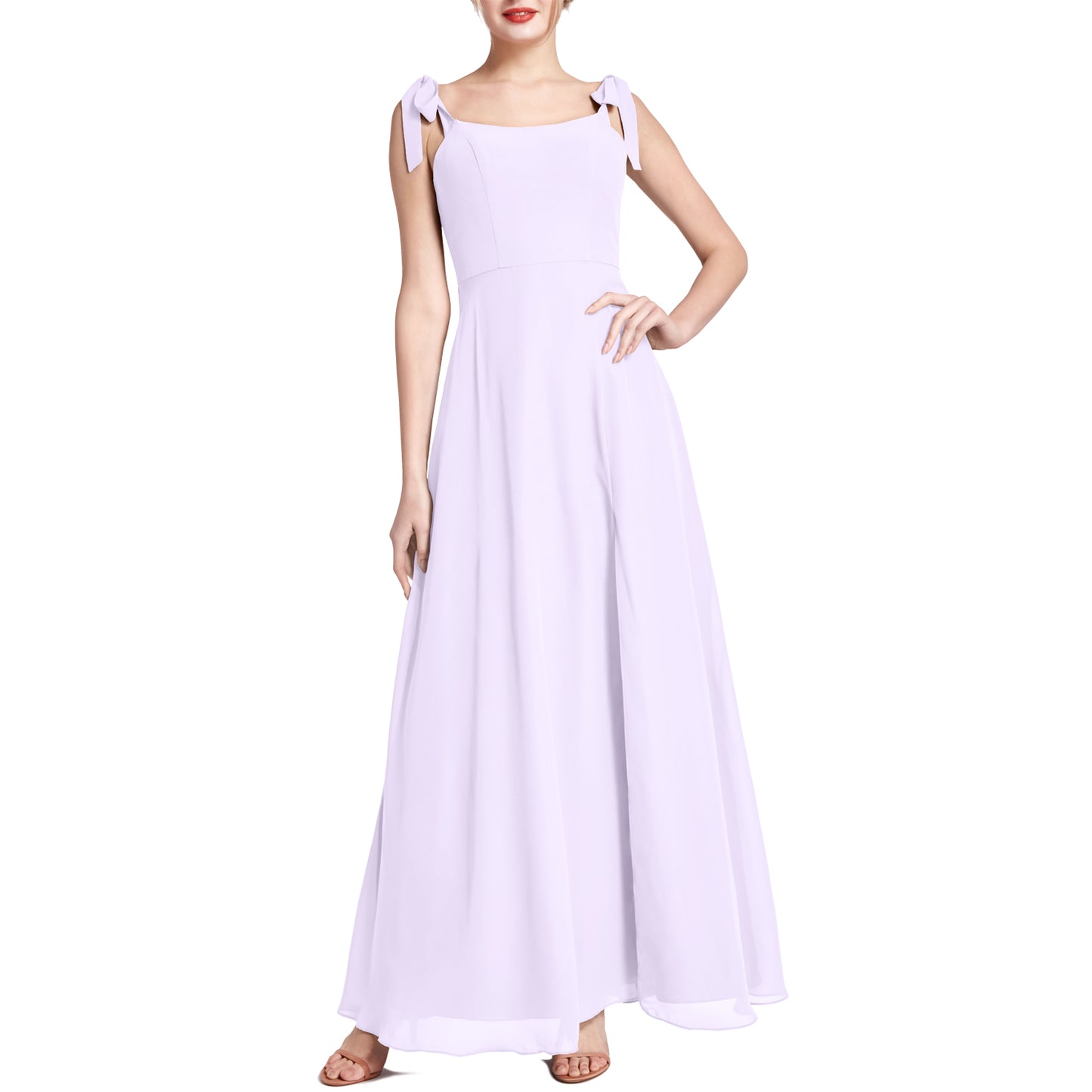 MACloth Damen Chiffon A-Linie Langes, hübsches Brautjungfernkleid für Hochzeit