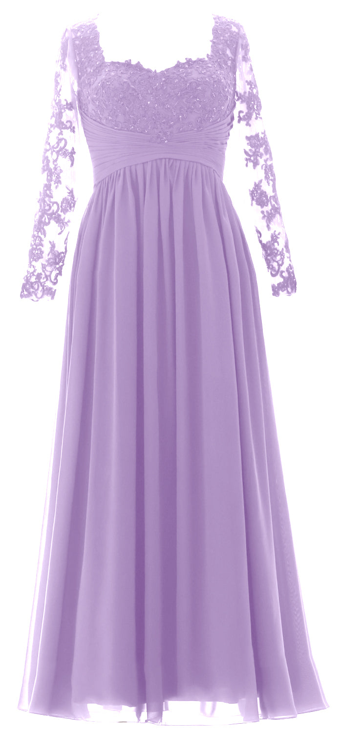 MACloth Damen Kleider für die Brautmutter, Spitze, formelles Abendkleid mit Ärmeln