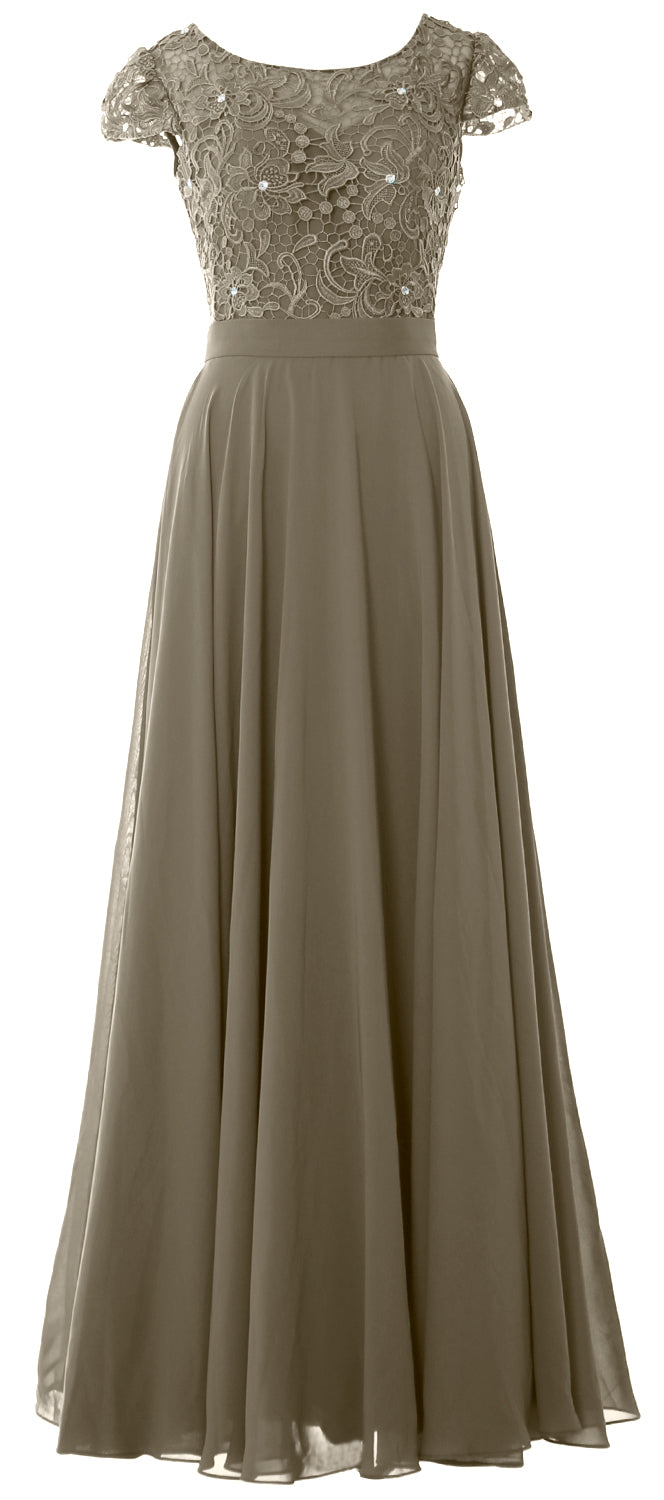 MACloth Damen Kleider für die Brautmutter mit Flügelärmeln, für Hochzeit, Brautjungfer, Probe