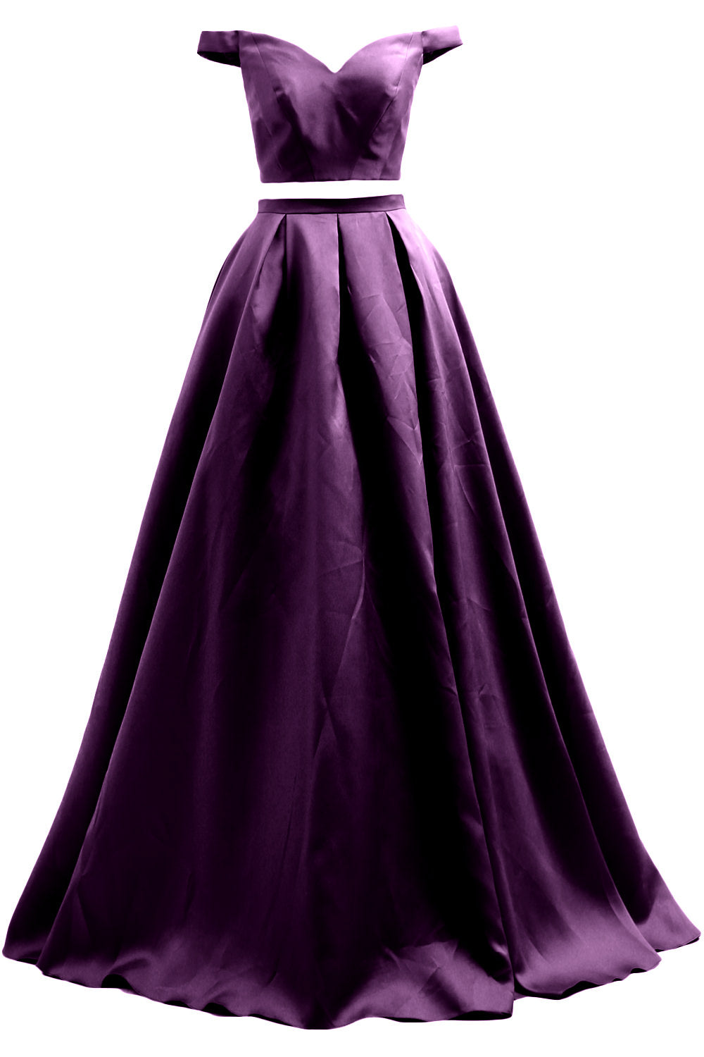 MACloth Women Prom Dresses Two Piece Off Shoulder Formal Evening Ball Gown