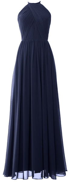 MACLoth Halter Long Bridesmaid Dresses Wedding Formal Evening Gown MoH