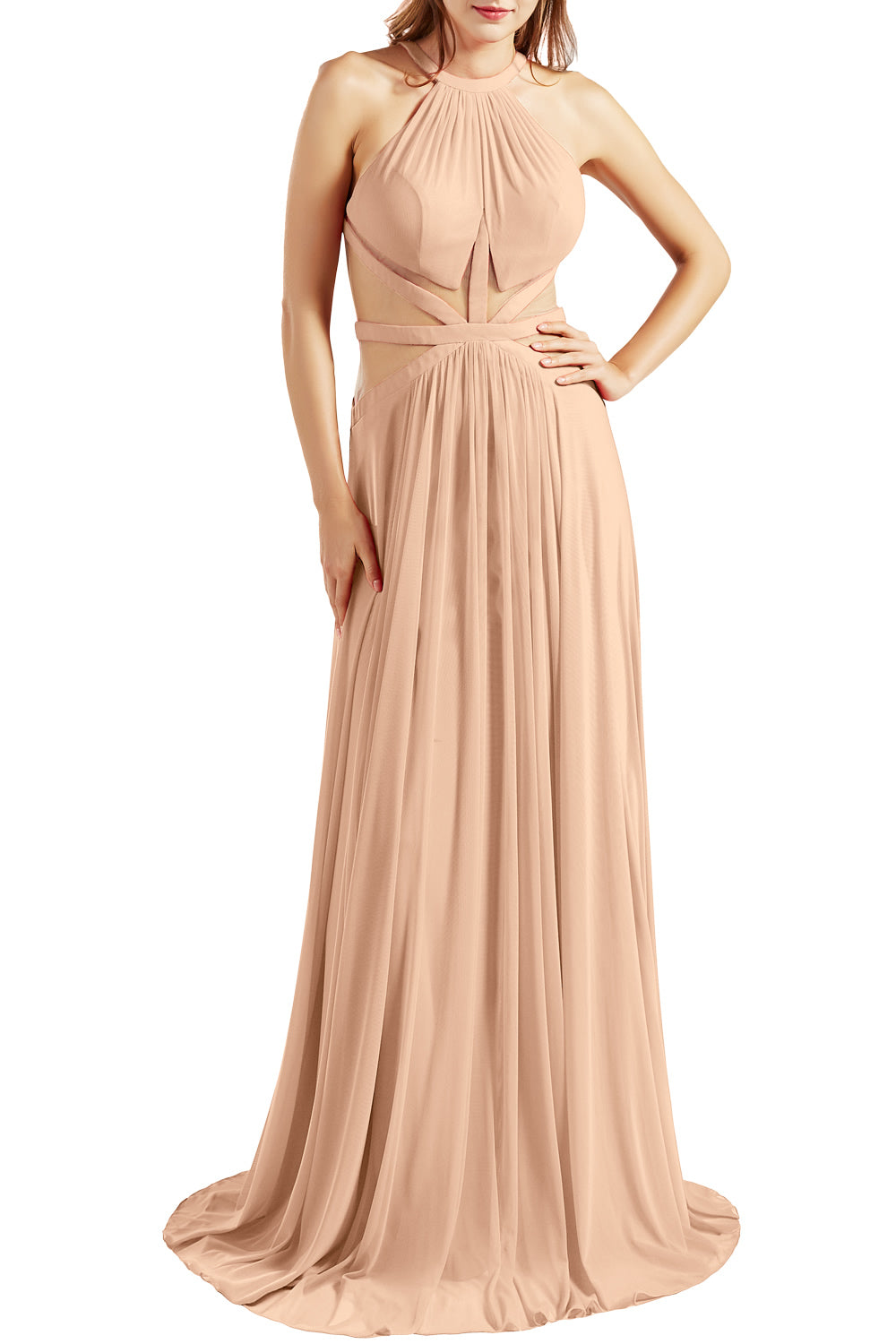 MACloth Damen Neckholder-Ballkleid mit Ausschnitt, formelles Abendkleid für Hochzeit, Party, Ballkleid