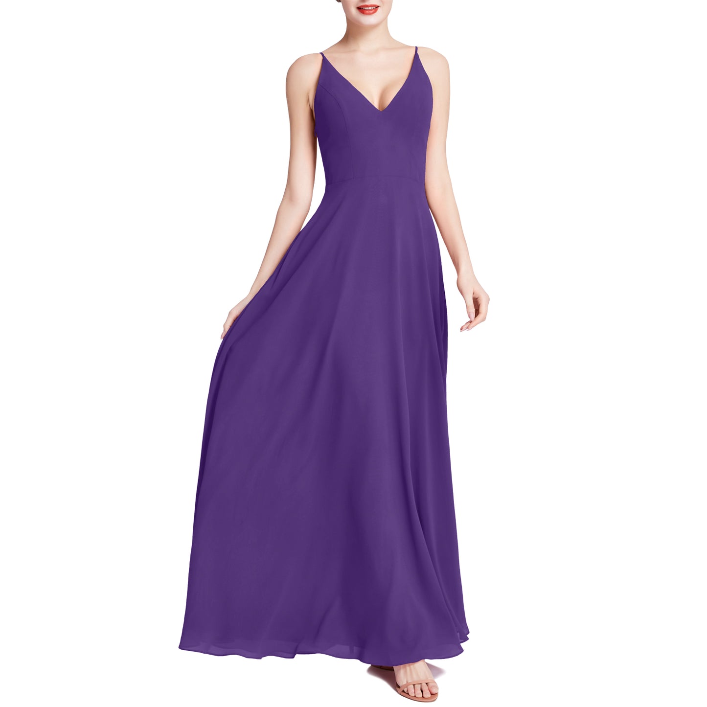 MACloth Mujeres Cuello en V Maxi Boda Fiesta Dama de Honor Vestidos Vestido de Noche