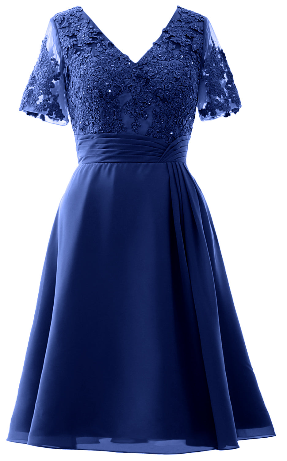 MACloth Frauen Knielange Mutter der Braut Kleider Kurze Ärmel Hochzeit