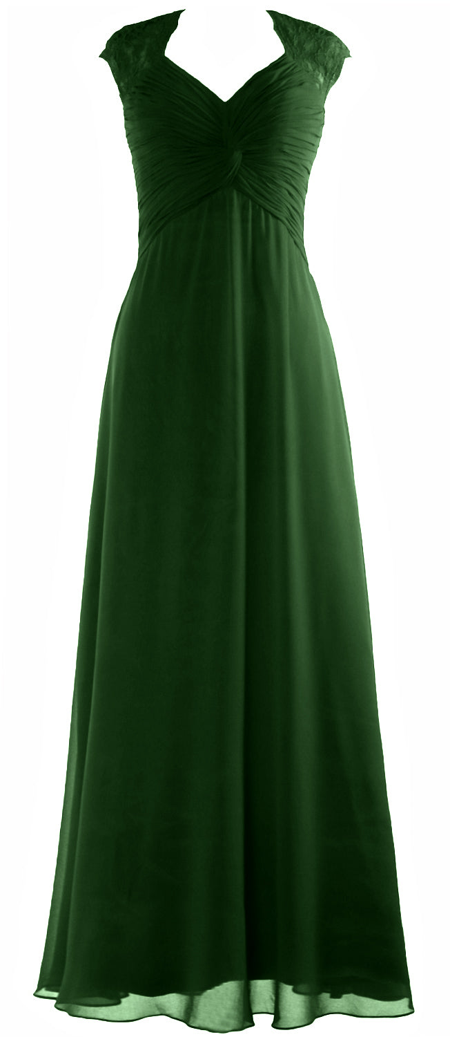 MACloth Women Cap Sleeve Lace Long Prom Dress Chiffon Wedding Party Formal Gown