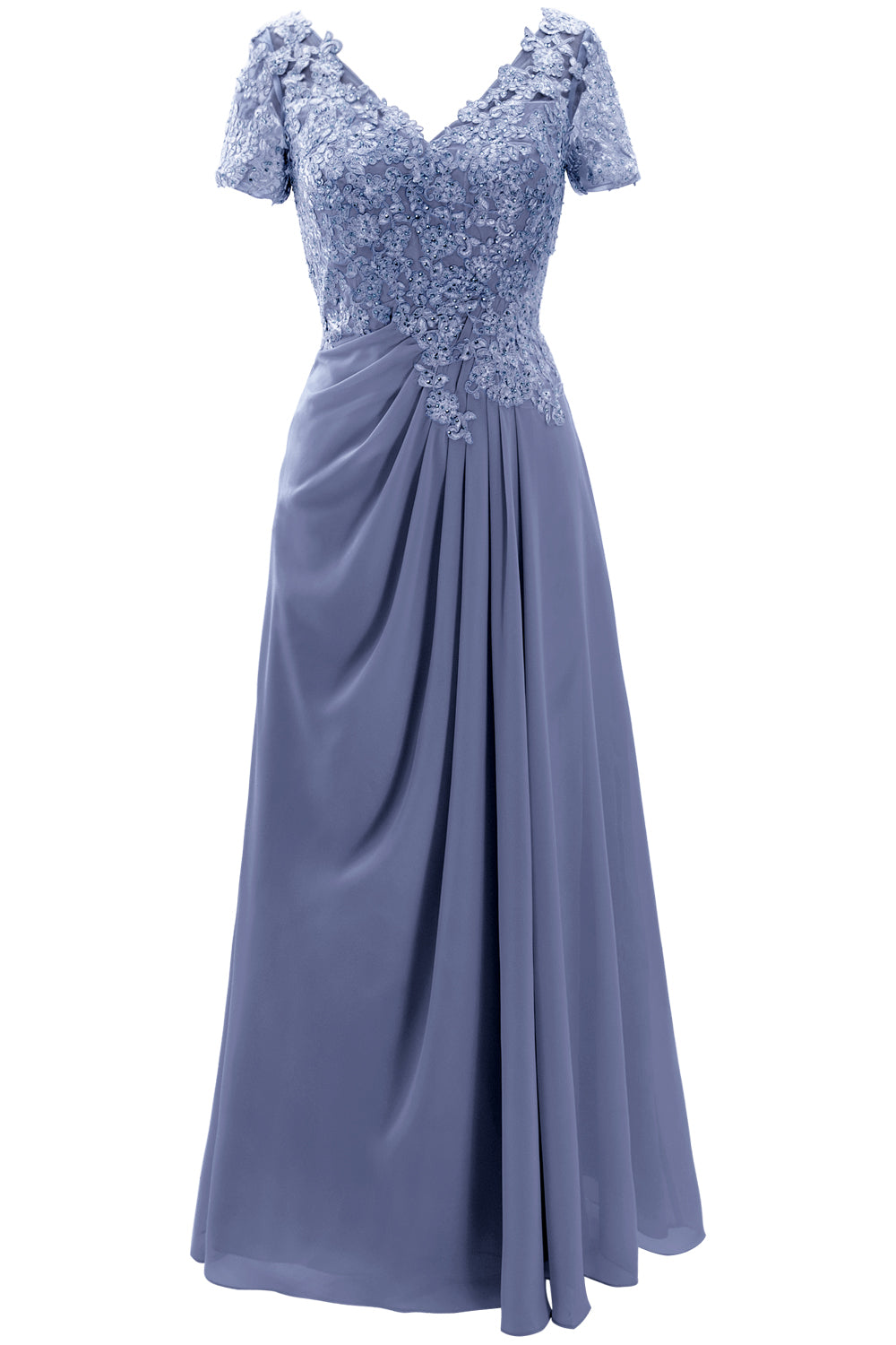 MACloth Damen Kleider für die Brautmutter, kurzärmlig, Spitze, für Hochzeit, Abendkleid