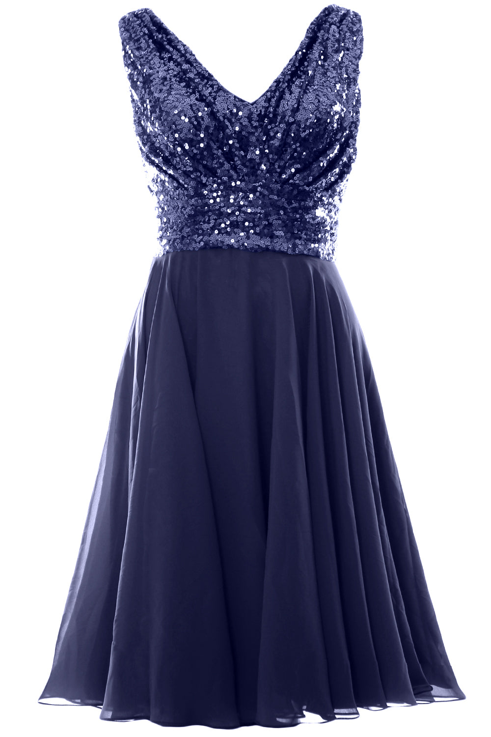 MACloth Women V Neck Sequin Short Wedding Bridesmaid Dresses Mother of Bride