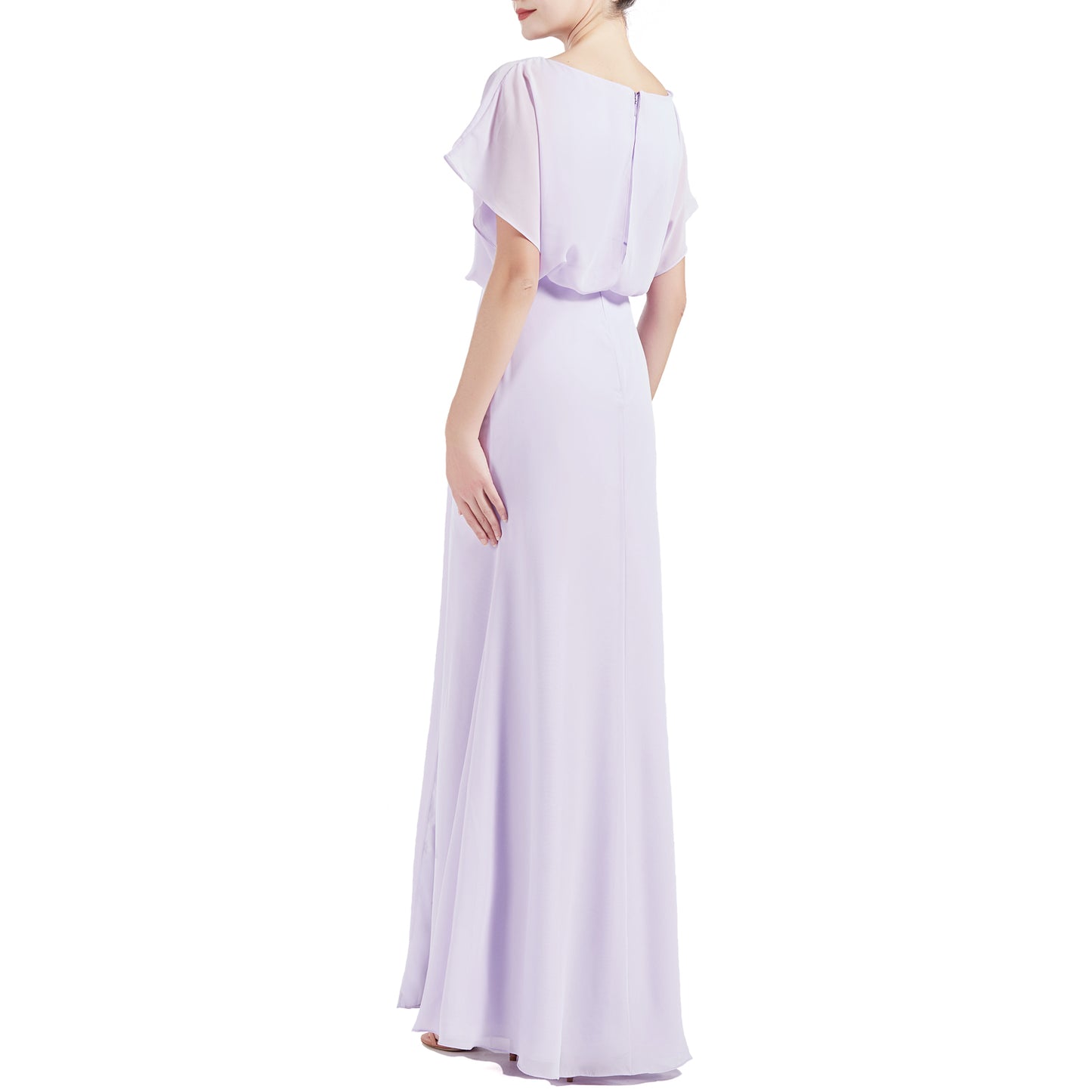 MACloth Women Chic Kimono Boat Neck Long Bridesmaid Dresses Slit