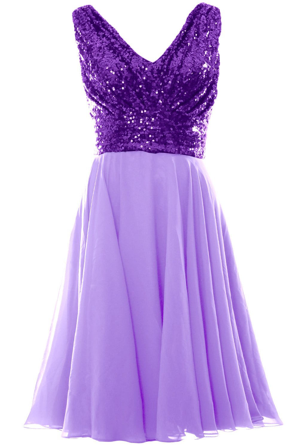 MACloth Women V Neck Sequin Short Wedding Bridesmaid Dresses Mother of Bride