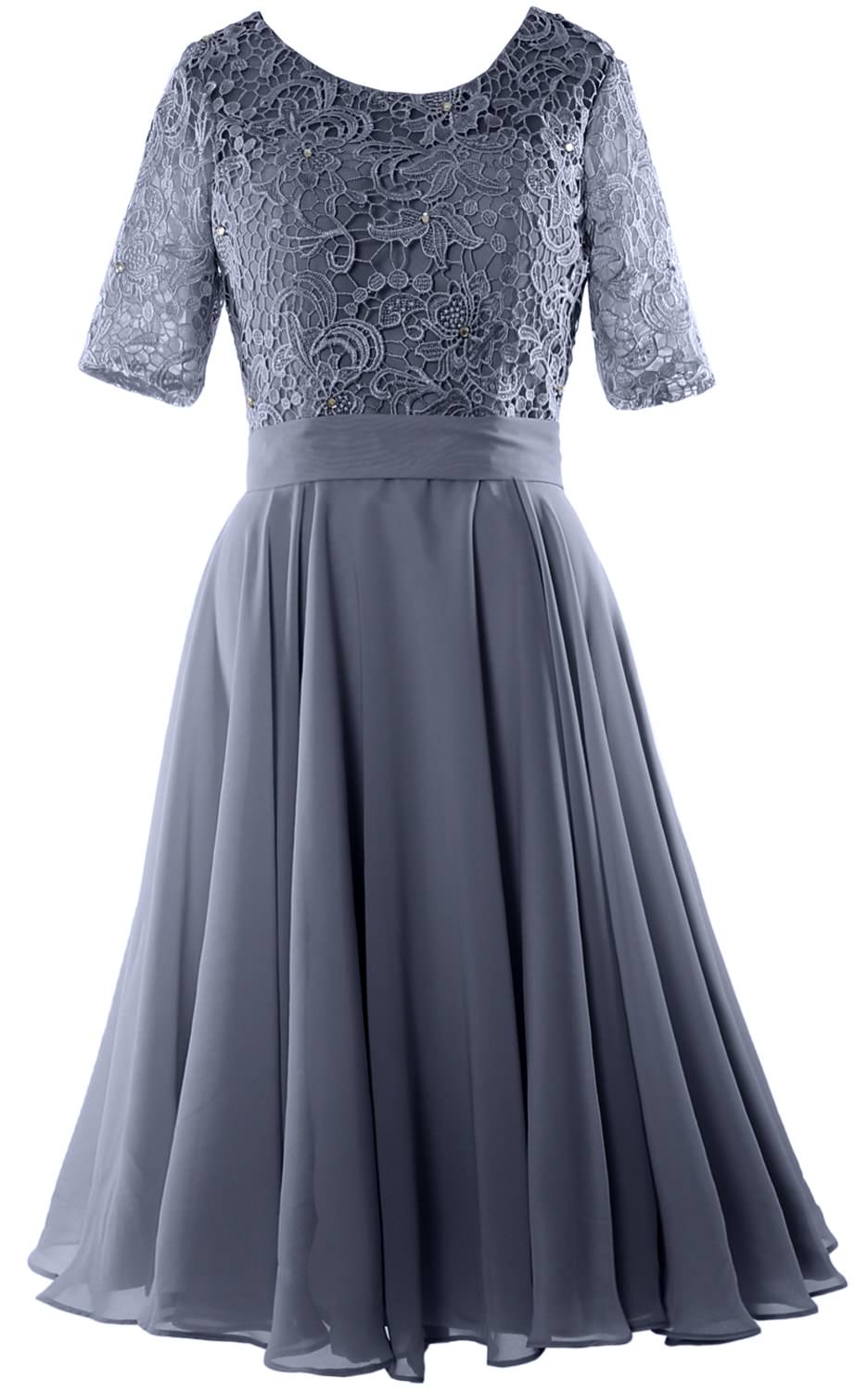 MACloth Women Short Mother Bride Dresses Half Sleeve Wedding Guest Dinner Lace