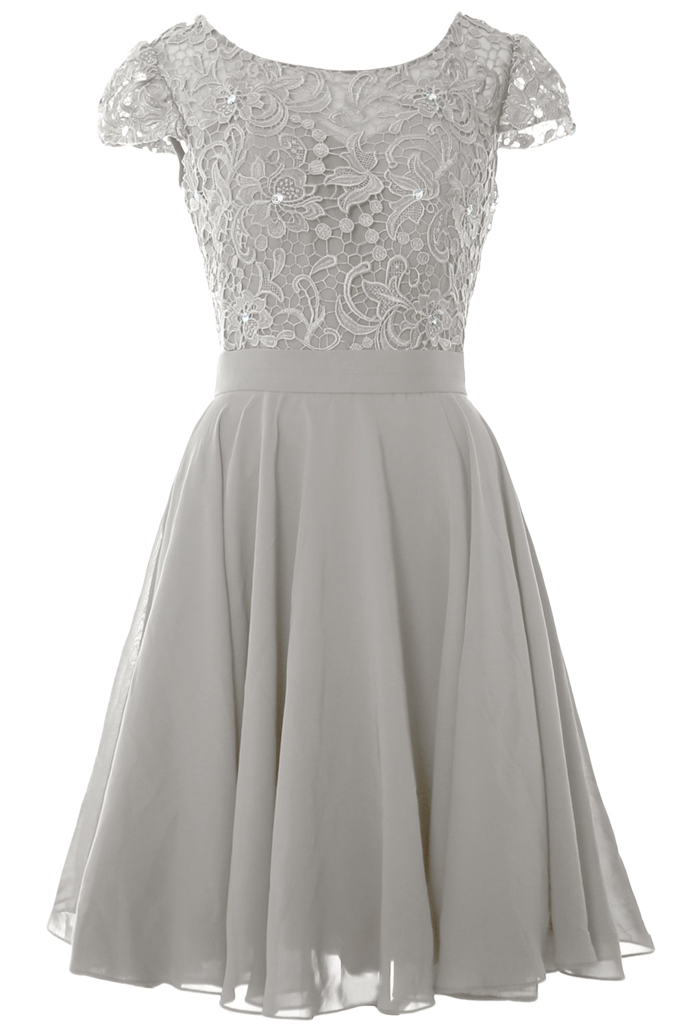 MACloth Women Short Cap Sleeve Lace Wedding Bridesmaid Mother Dresses Homecoming