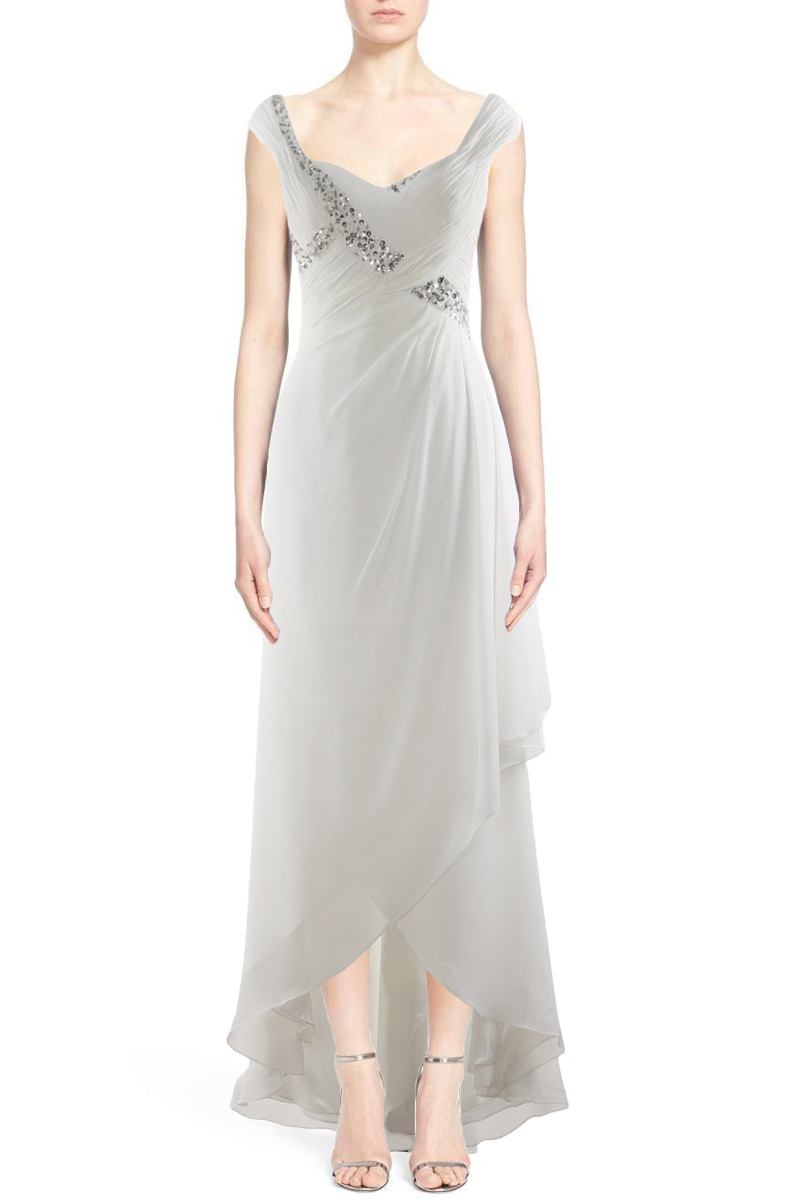 MACloth Plus Size Prom Dresses High Low V Neck Wedding Party Formal Evening Gown