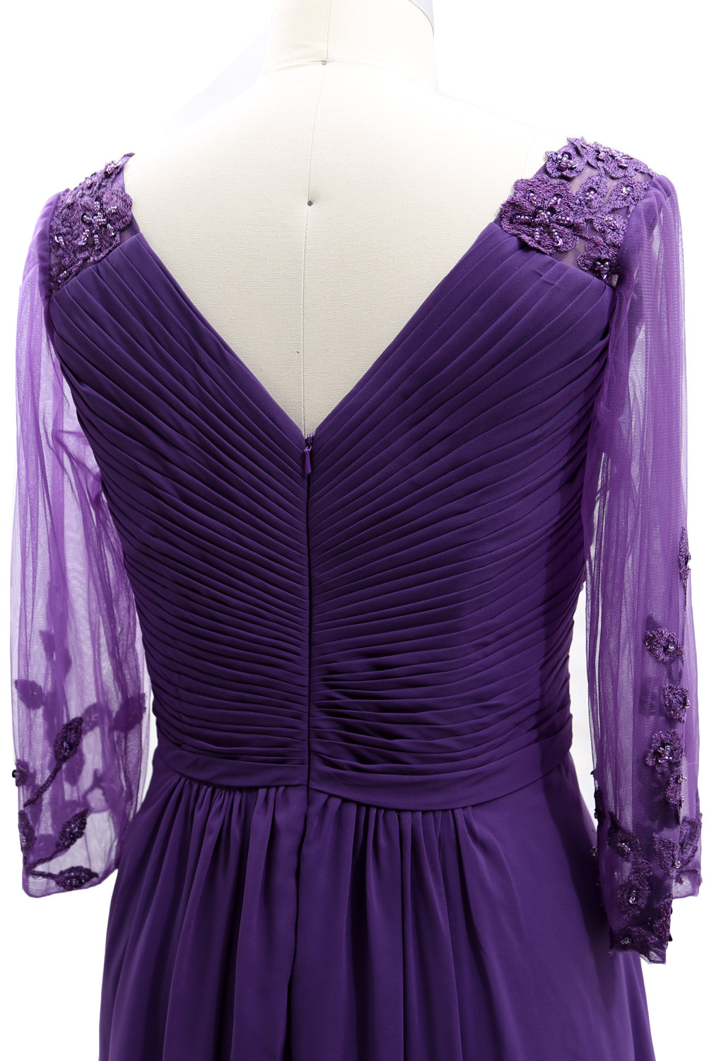 MACloth Damen Abendkleid mit V-Ausschnitt, High Low, für die Brautmutter, mit Ärmeln