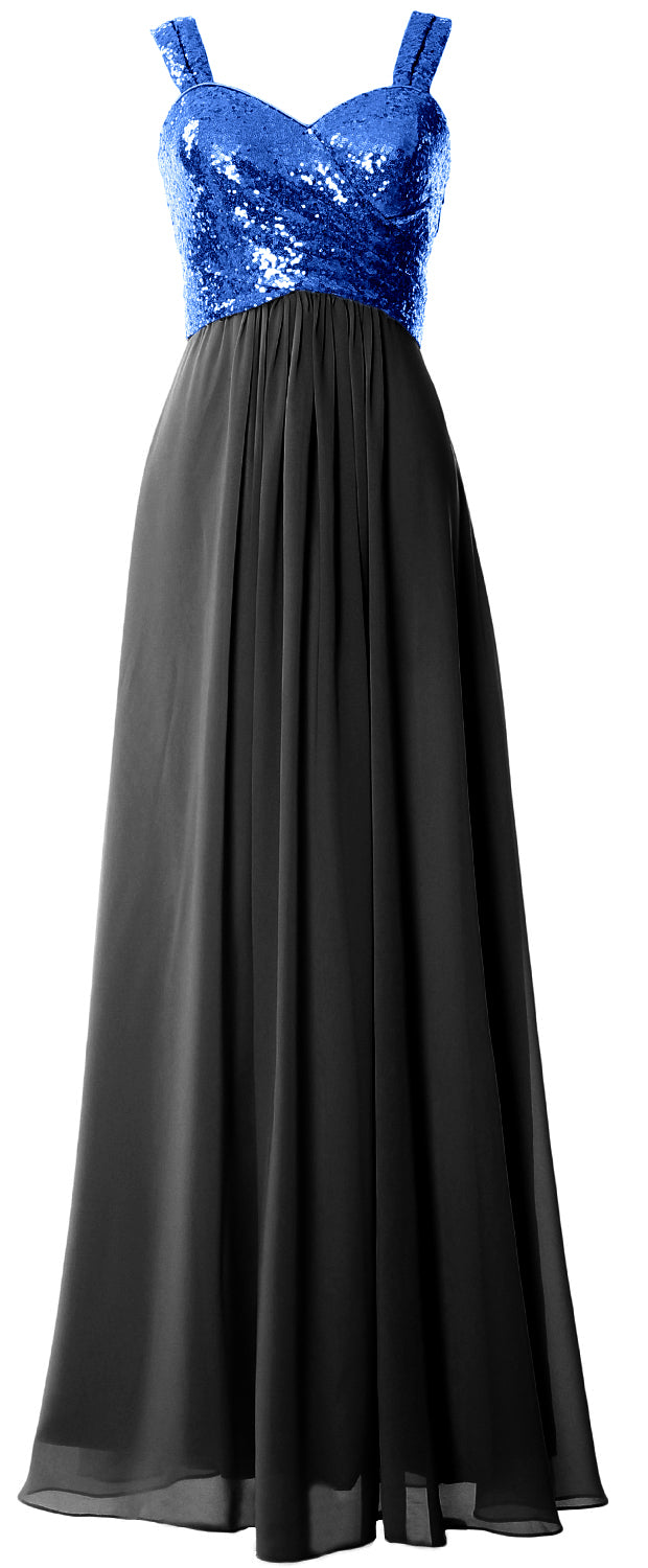 MACloth Women Sequin Chiffon Long Bridesmaid Dress Cowl Back
