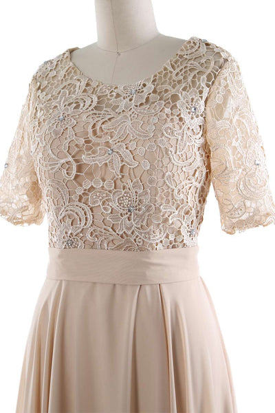 MACloth Women Short Mother Bride Dresses Half Sleeve Wedding Guest Dinner Lace