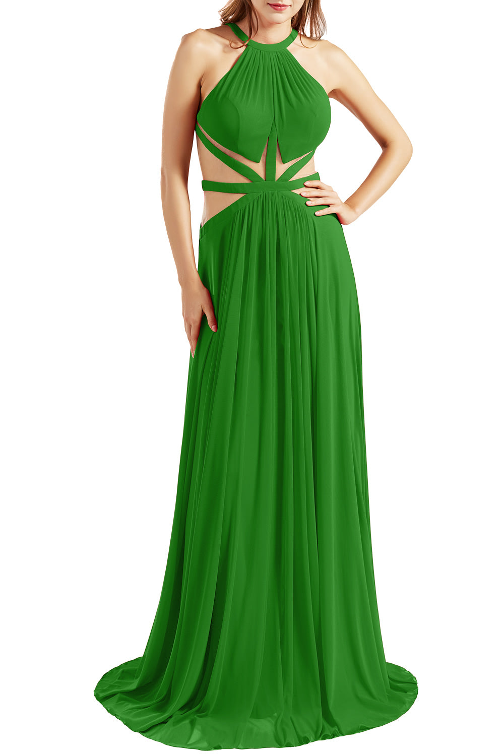 MACloth Damen Neckholder-Ballkleid mit Ausschnitt, formelles Abendkleid für Hochzeit, Party, Ballkleid