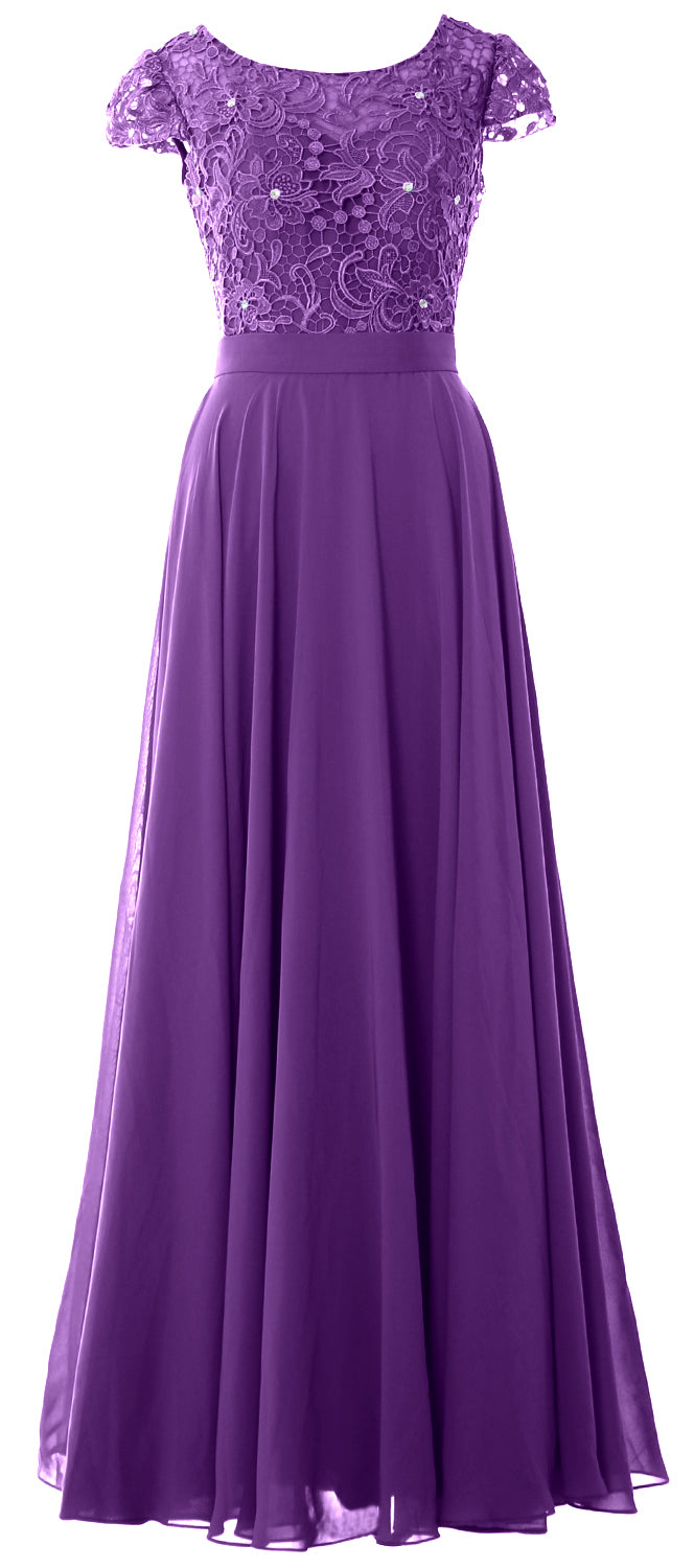 MACloth Damen Kleider für die Brautmutter mit Flügelärmeln, für Hochzeit, Brautjungfer, Probe