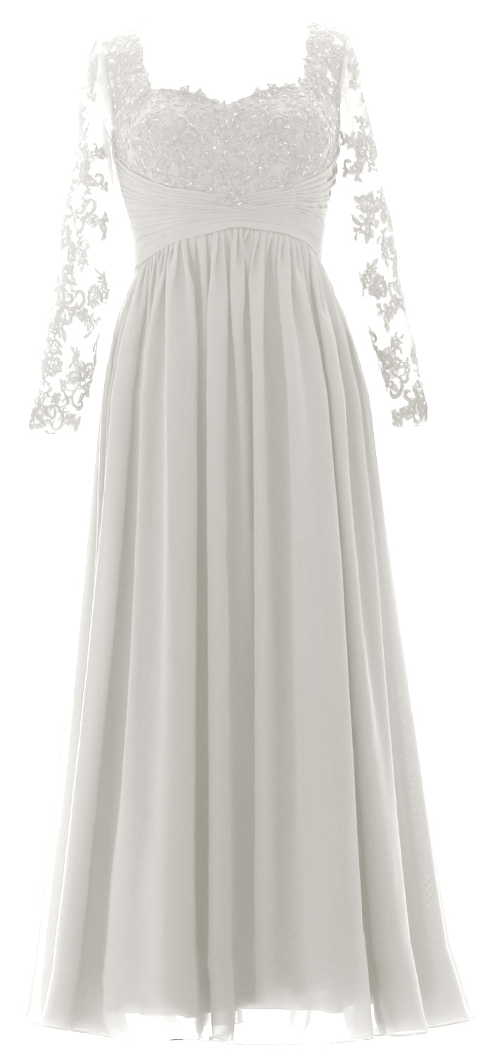 MACloth Damen Kleider für die Brautmutter, Spitze, formelles Abendkleid mit Ärmeln