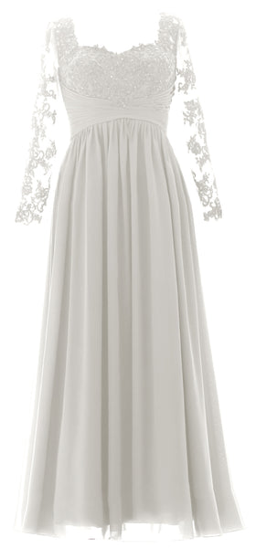 MACloth Women Mother of the Bride Dresses Lace Formal Evening Gown with Sleeves