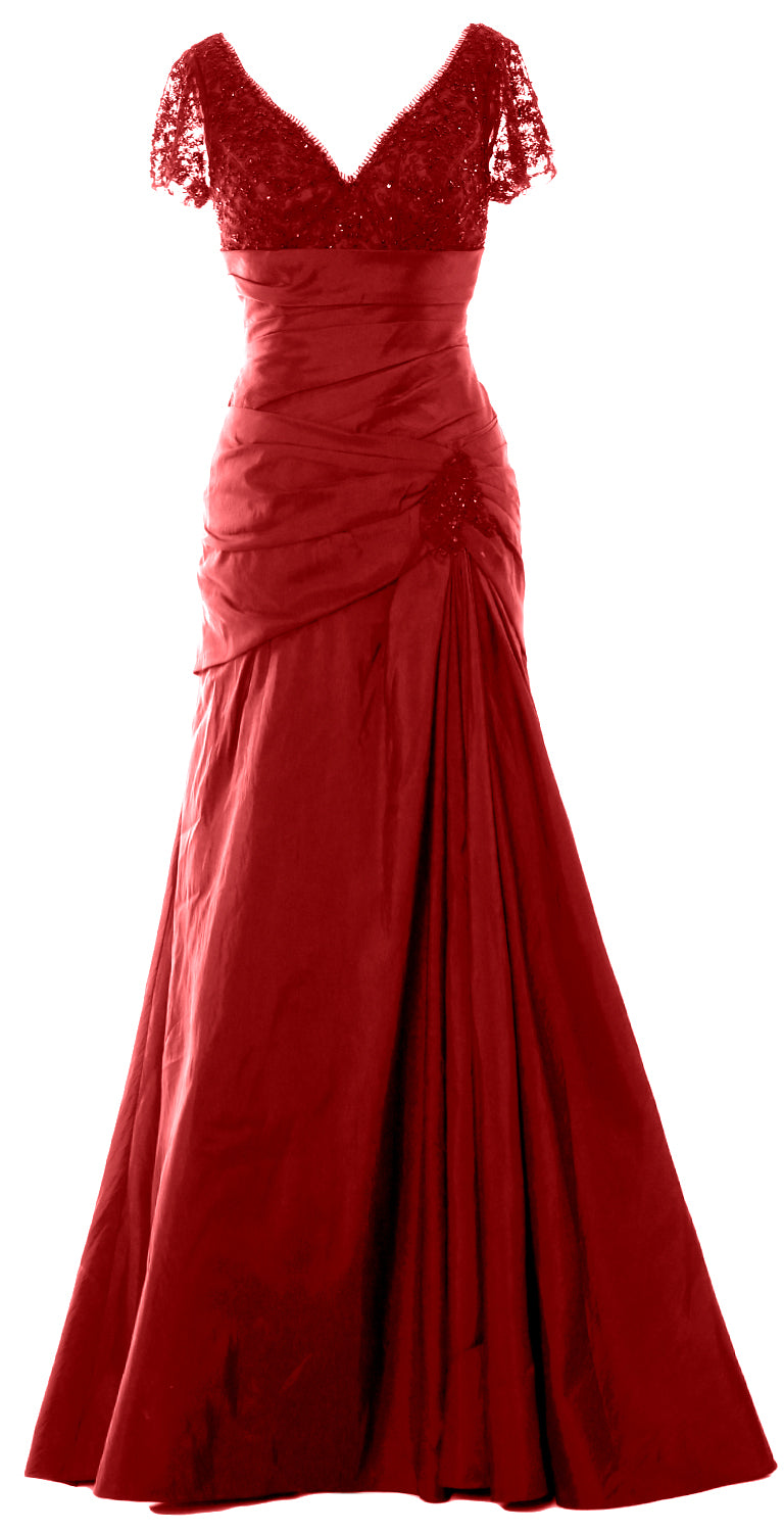 MACloth Mother of Bride Dresses Mermaid Short Sleeves Evening Party Formal Gown