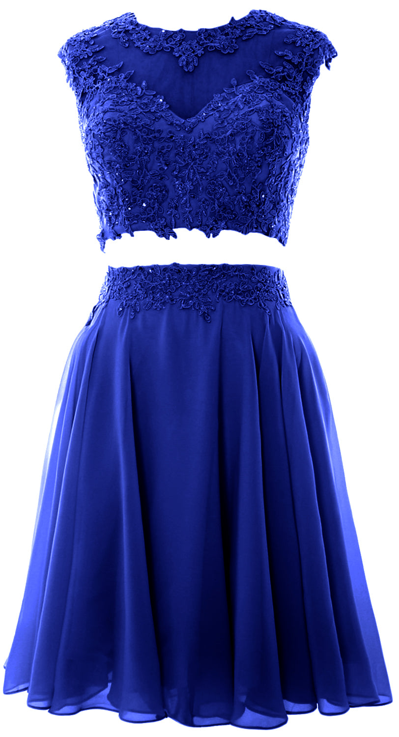 Vestido de fiesta de boda de encaje de 2 piezas estilo vintage para mujer de MACloth