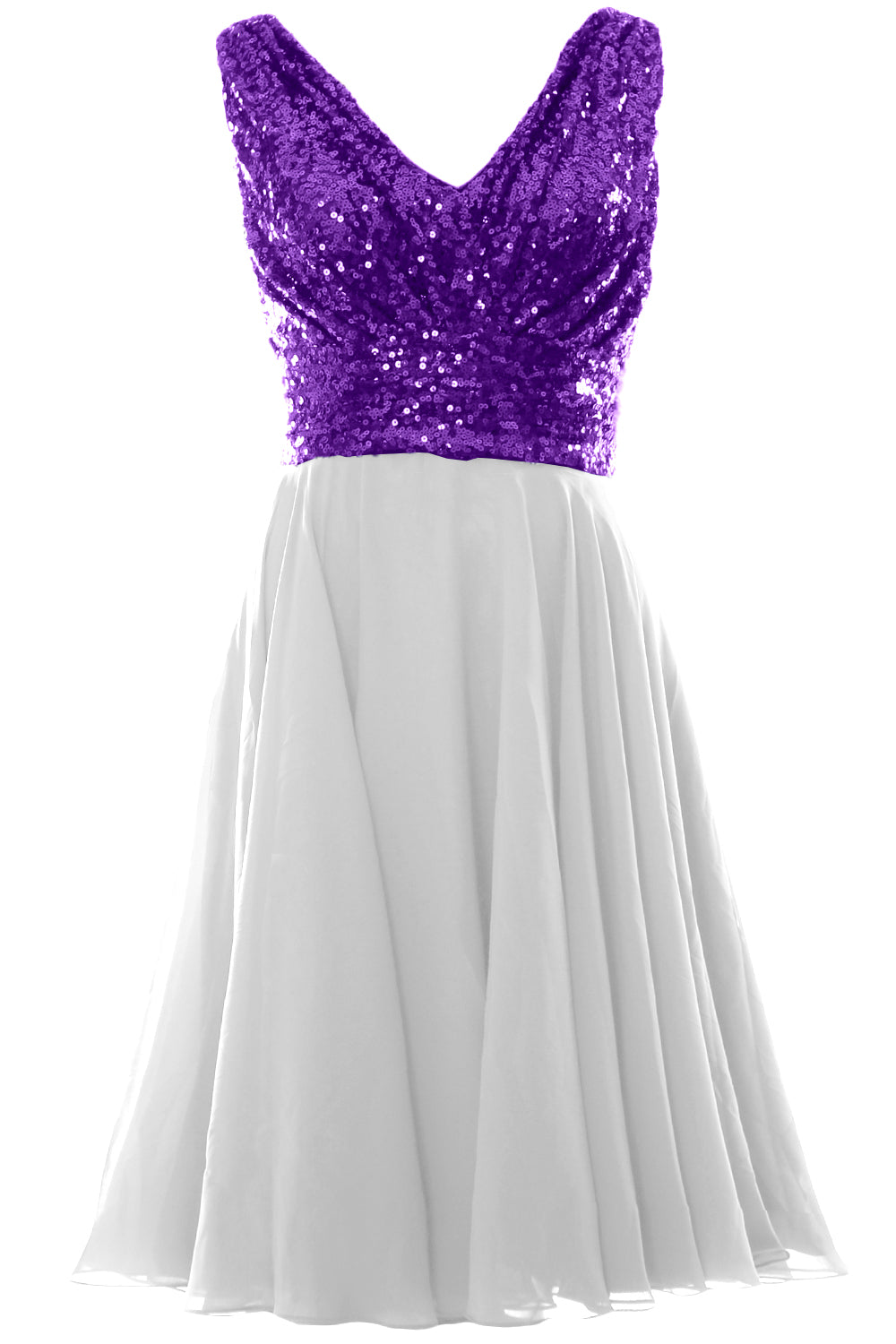 MACloth Women V Neck Sequin Short Wedding Bridesmaid Dresses Mother of Bride