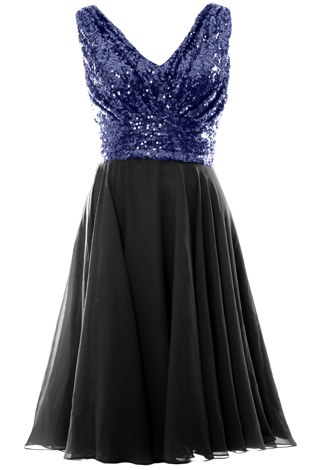 MACloth Women V Neck Sequin Short Wedding Bridesmaid Dresses Mother of Bride