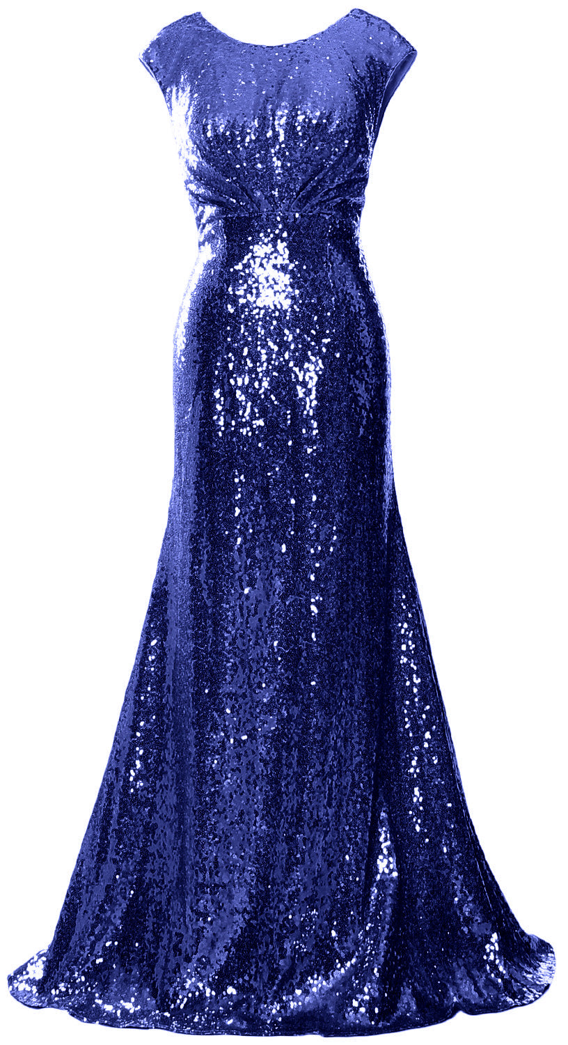 MACloth Damen Kleider für die Brautmutter mit Flügelärmeln und Pailletten, formelles Brautjungfernkleid