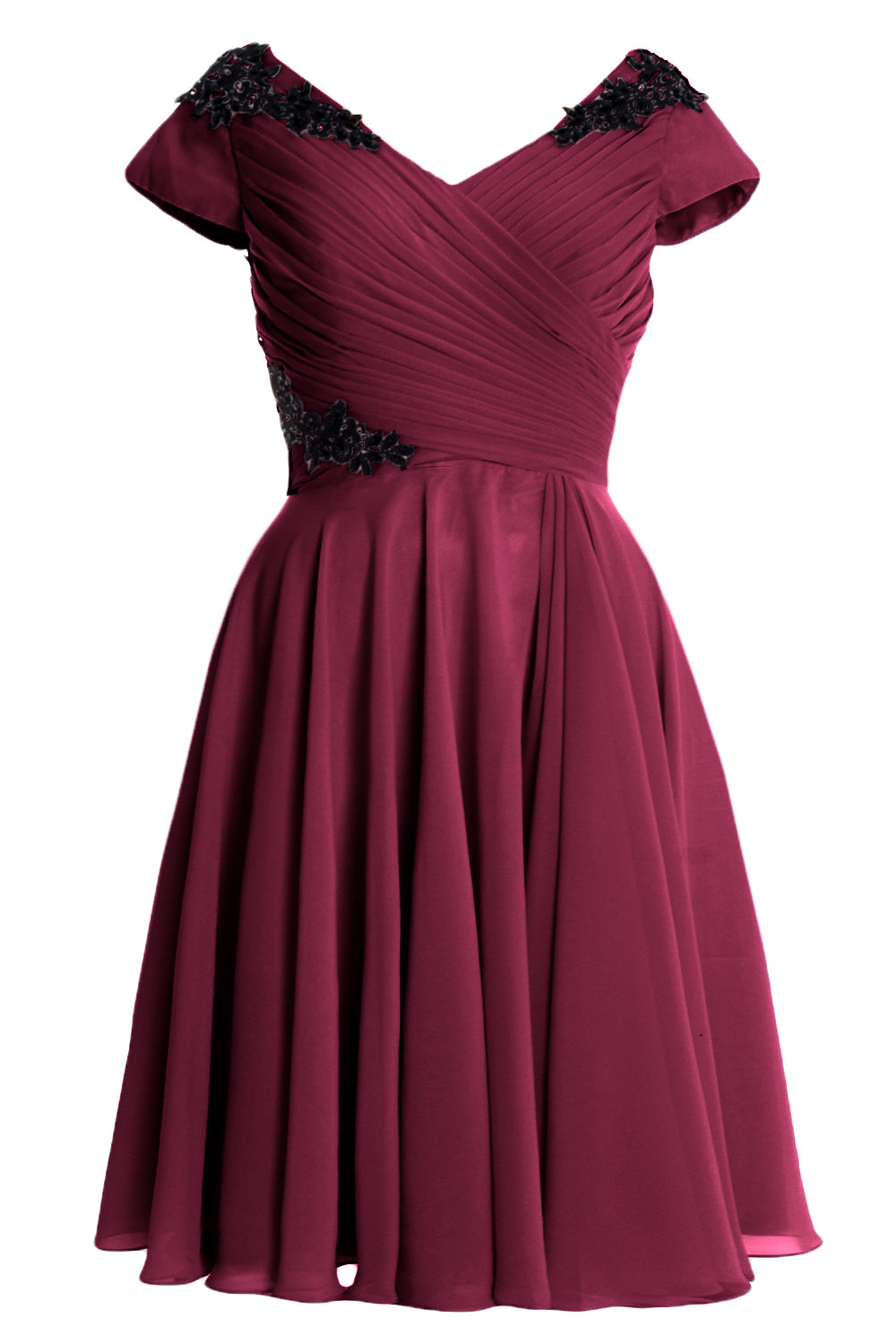 MACloth Damen Kleider für die Brautmutter und den Bräutigam, kurz, Flügelärmel, Brautjungfer, BD MoH