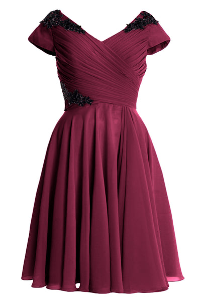 MACloth Women Mother of Bride Groom Dresses Short Cap Sleeve Bridesmaid BD MoH