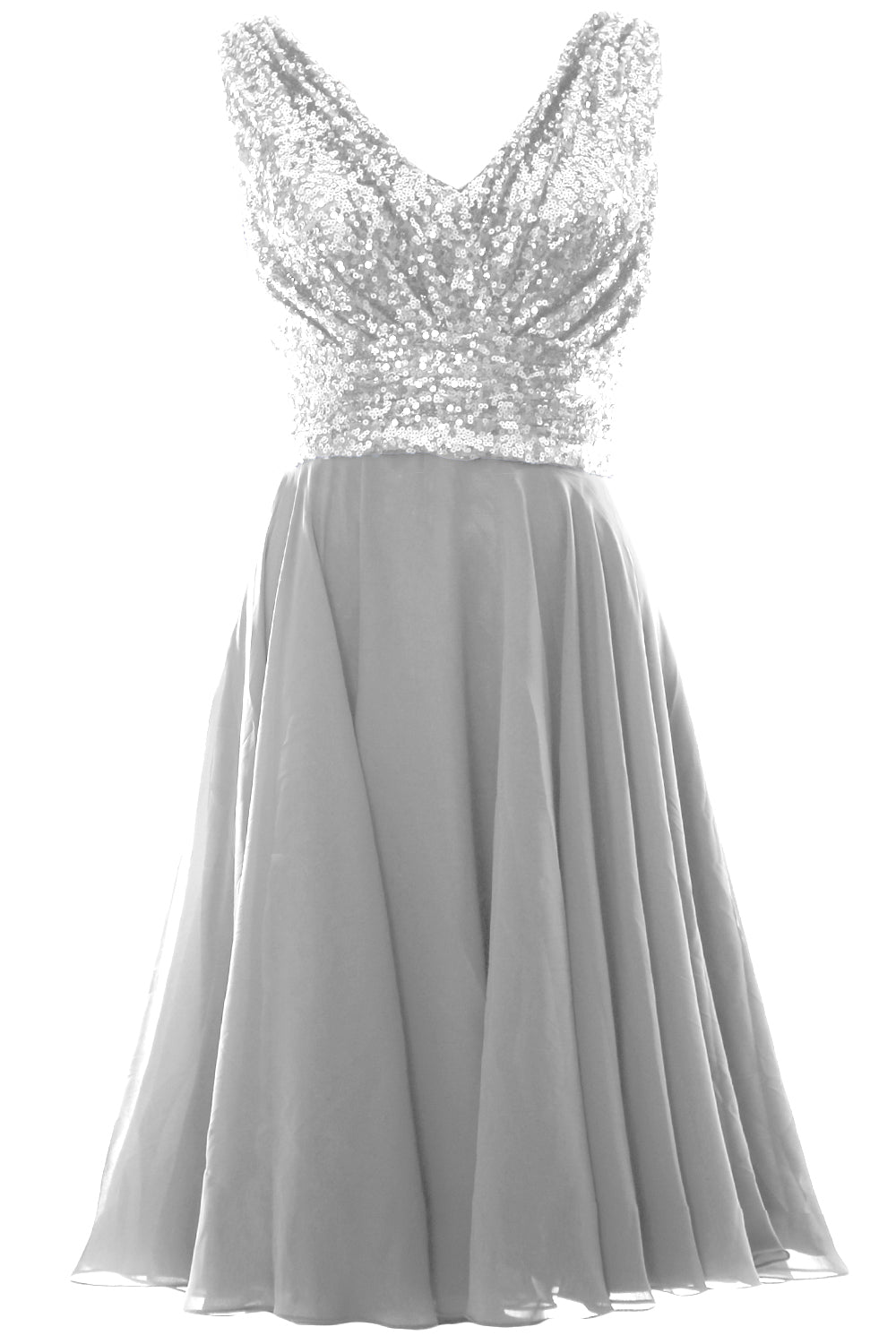 MACloth Women V Neck Sequin Short Wedding Bridesmaid Dresses Mother of Bride