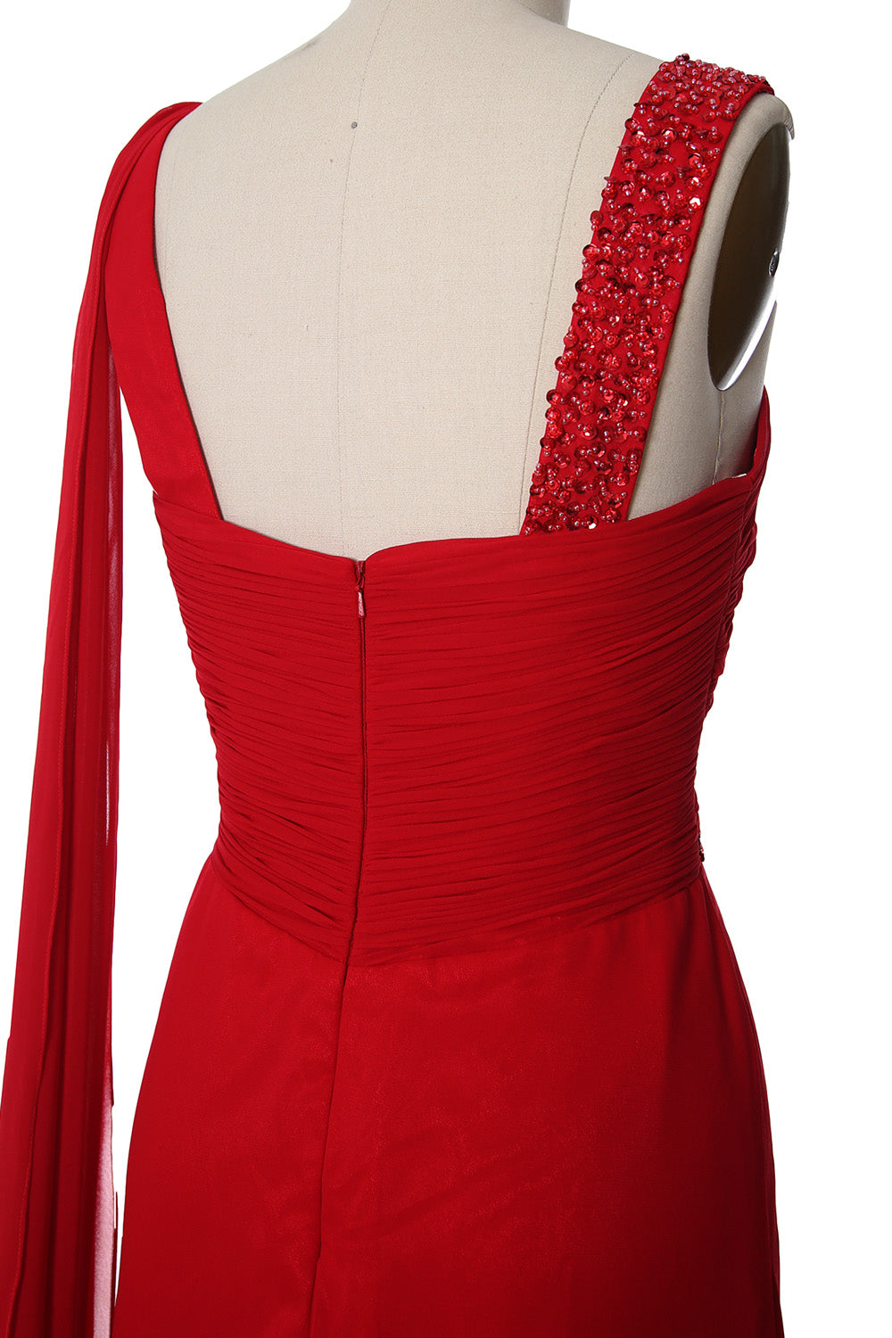 MACloth Women Beading Long Pleated Prom Dresses Evening Party Formal Gown