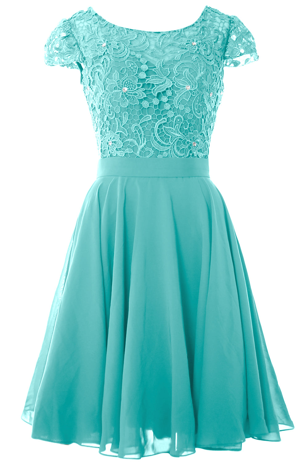 MACloth Women Short Cap Sleeve Lace Wedding Bridesmaid Mother Dresses Homecoming