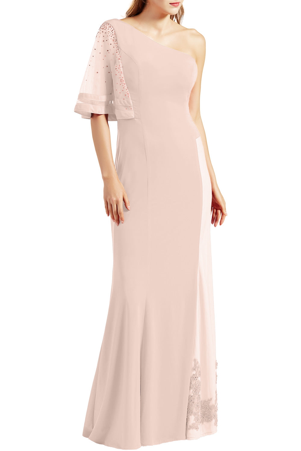 MACloth Women One Shoulder Prom Evening Gown Long Jersey Formal Party Dresses