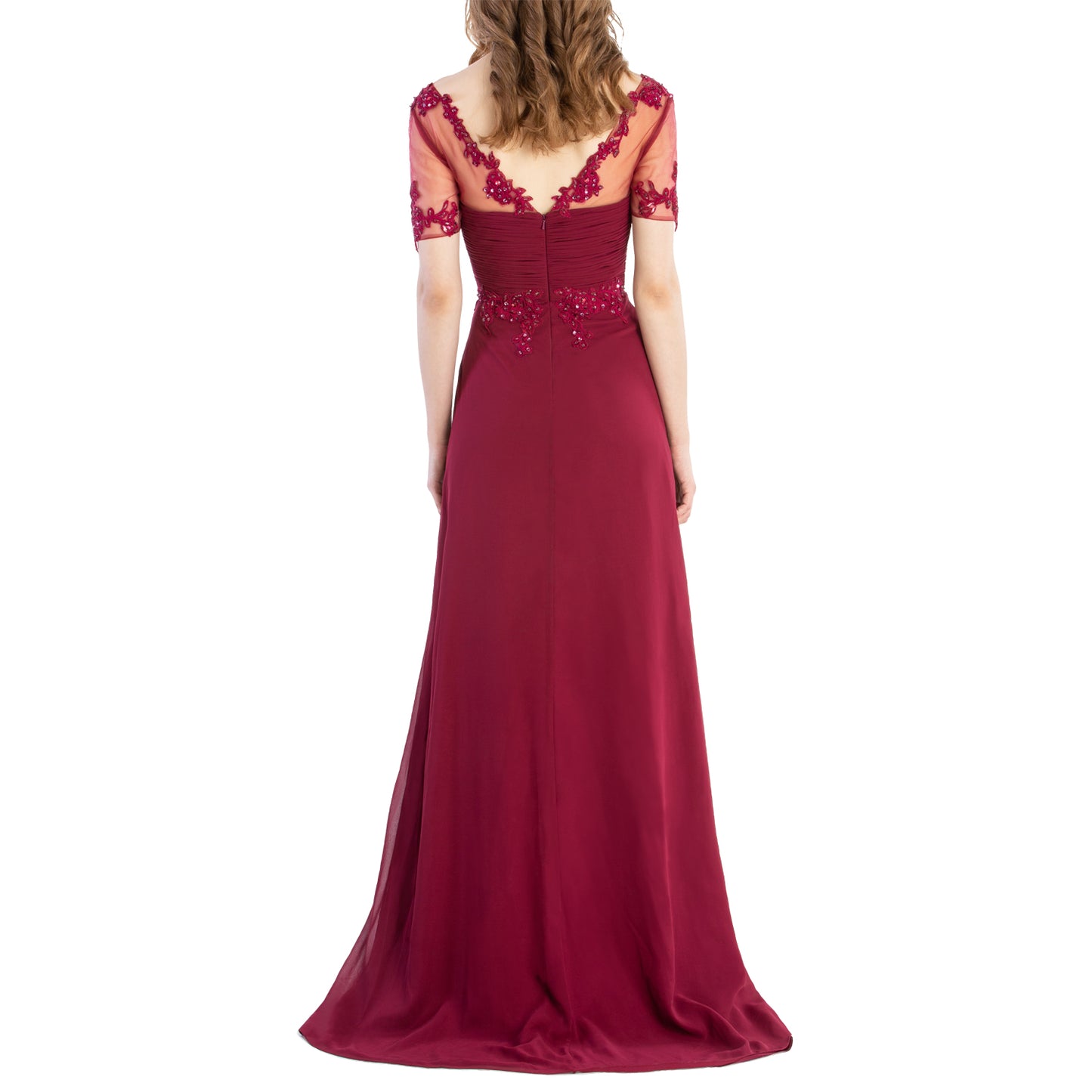 MACloth Women Vintage Short Sleeves Long Wedding Mother Bride Bridesmaid Dresses