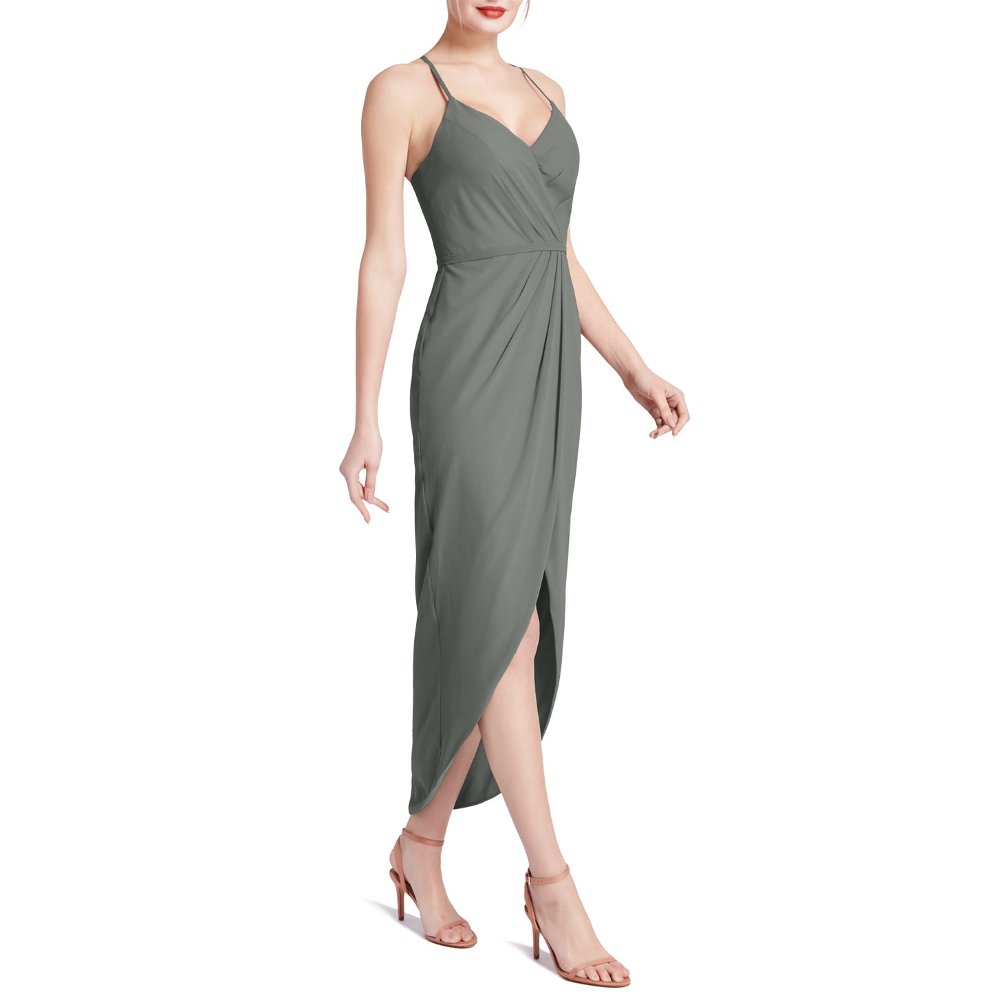 MACloth Damen Hi Lo Sweetheart Wickelkleid Casual Party Cocktailkleid Halbformell