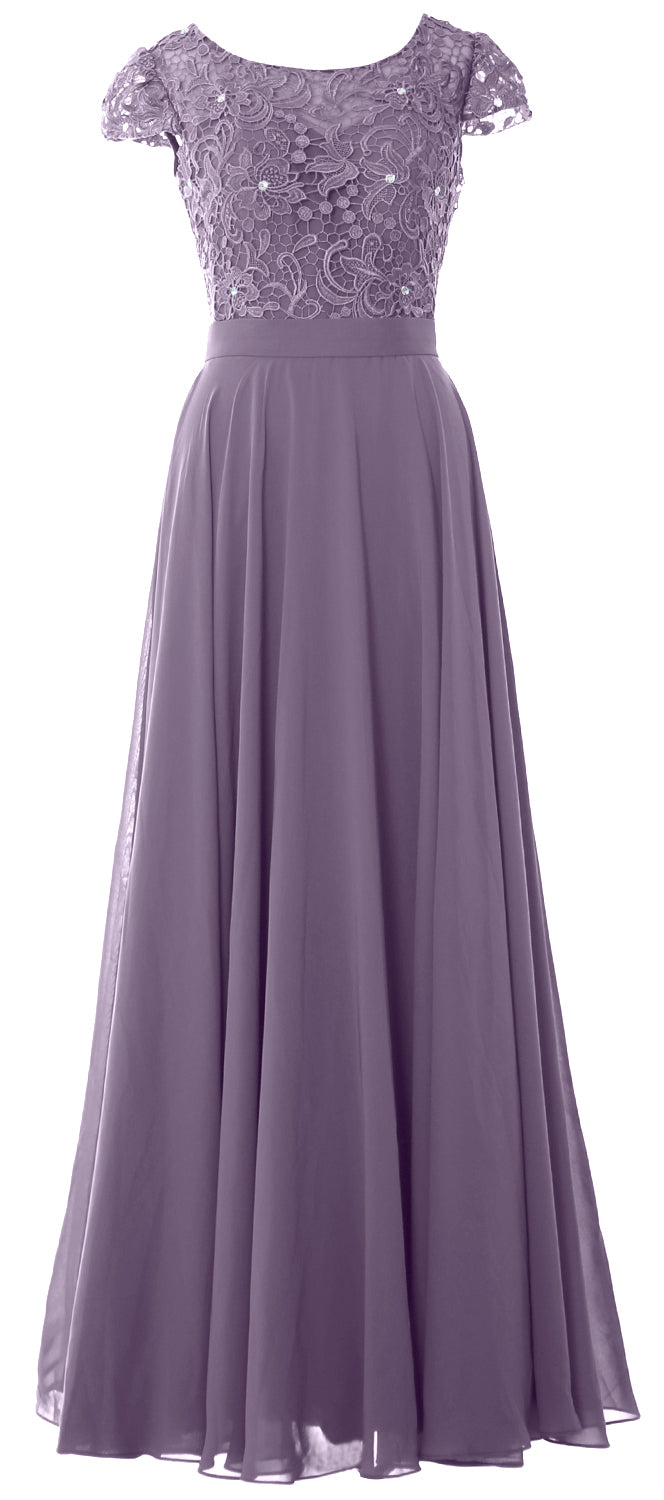 MACloth Damen Kleider für die Brautmutter mit Flügelärmeln, für Hochzeit, Brautjungfer, Probe