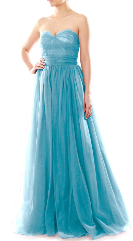 MACloth Women Flowy Sweetheart Convertible Long Wedding Party Bridesmaid Dress