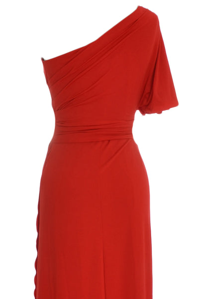 MACloth Elegant One Shoulder Simple Prom Gown Jersey Wedding Party Formal Dress