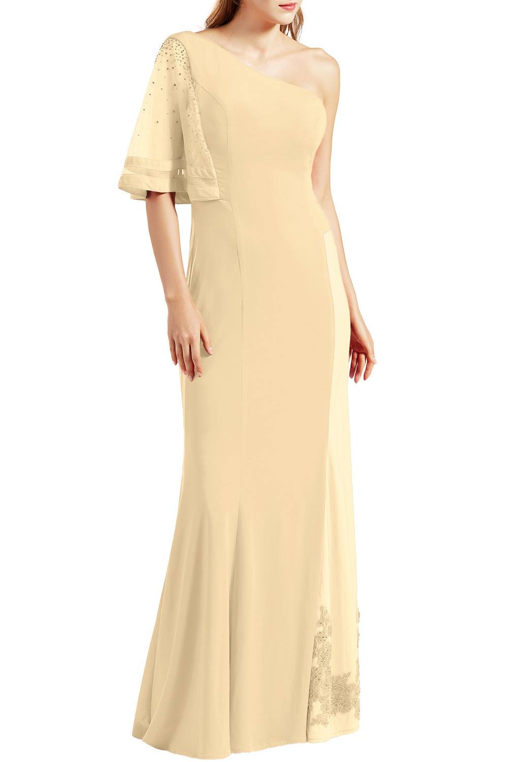 MACloth Women One Shoulder Prom Evening Gown Long Jersey Formal Party Dresses