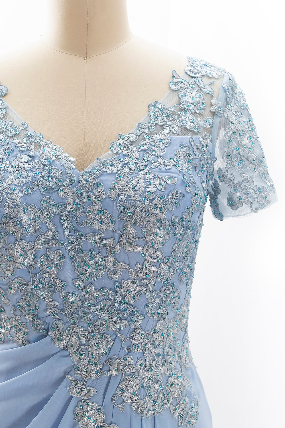 MACloth Damen Kleider für die Brautmutter, kurzärmlig, Spitze, für Hochzeit, Abendkleid