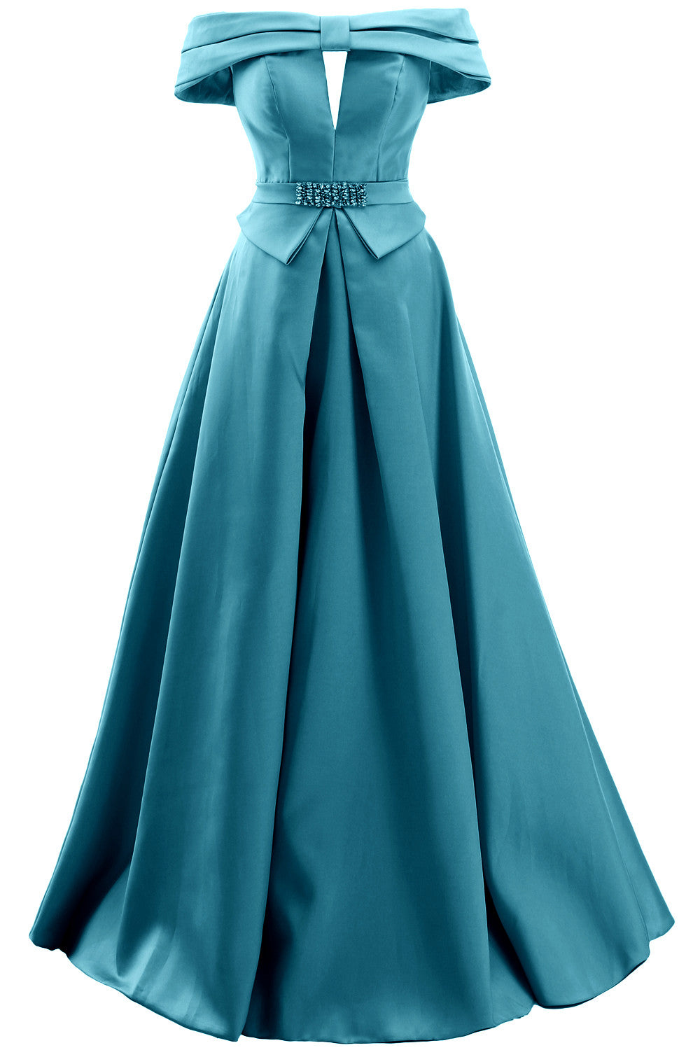 MACloth Damen Schulterfreies Satin-Maxikleid für Ball, formelle Party, Abendkleid