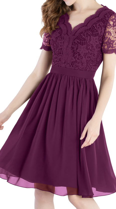 MACloth Mother of Bride Dresses Short Sleeves Wedding Guest Party Formal Gown Dusty Mauve