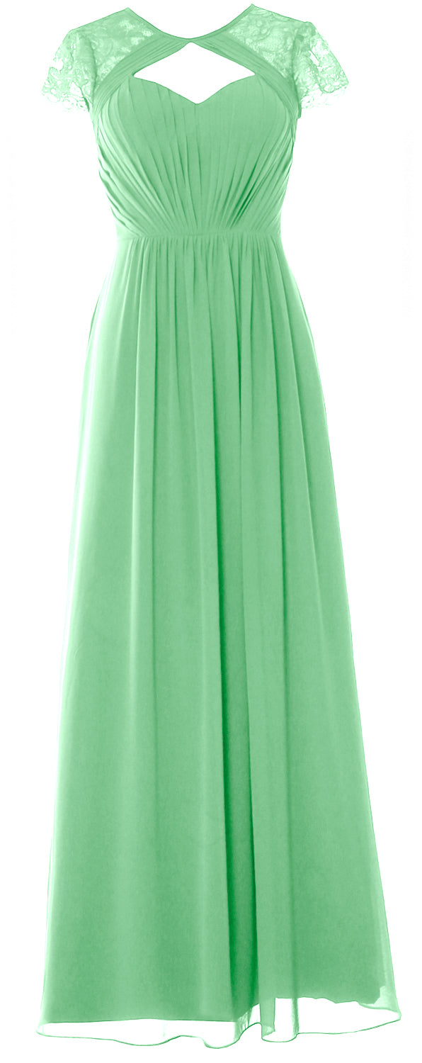 Vestido de dama de honor largo con mangas cortas elegante MACloth 2018 Vestido formal de noche
