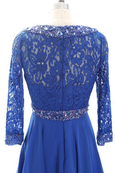 MACloth Women 3/4 Sleeve Lace Wedding Tea Length Mother of Bride Dresses Midi