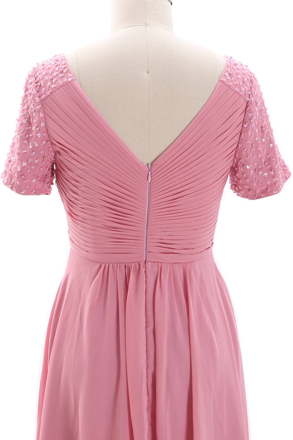 MACloth Damen Midi-Kleid für die Brautmutter, kurze Ärmel, für Hochzeitsgäste, wadenlang