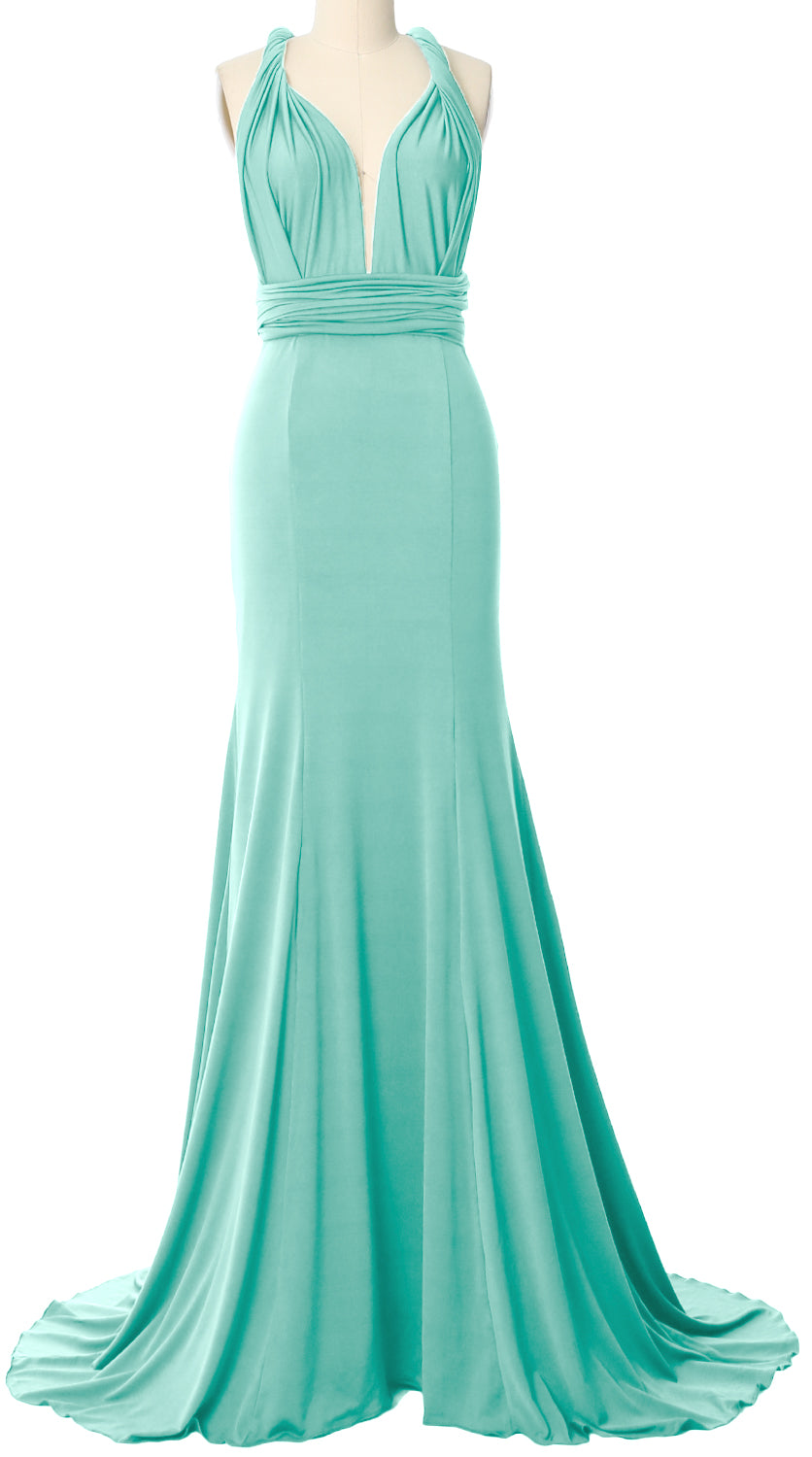 MACloth Convertible Wrap Multi Way Bridesmaid Dress Maxi Evening Formal Gown