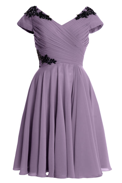 MACloth Women Mother of Bride Groom Dresses Short Cap Sleeve Bridesmaid BD MoH
